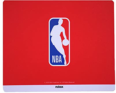 Nilox, Alfombrilla para ratón NBA Red, con Superficie antiestática y Antideslizante, Apta para Ratones ópticos y láser, Dimensiones 21 x 25,5 x 0,5 cm y Peso de 50 g