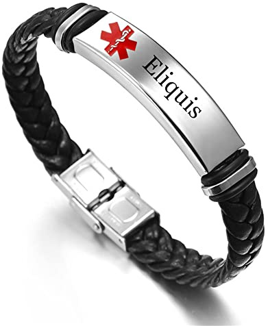 KBNSUIAN Personligt medicinskt armband för kvinnor män flätat läder ID-varning armband anpassad identifiering smycken för nödsituation livräddare med hjälpväska