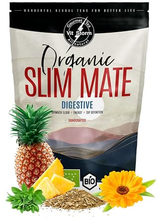 VITSTORM® Slim Tea – Yerba Mate Tee BIO – Darmkur Entgiftung & Magen Darmtee – Natürliche Verdauung & Energie – 100g Kräutertee