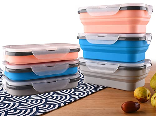 JUVEL Faltbare Frischhalteboxen 3 PCS Faltbare Frischhaltedosen Brotdosen aus Silikon Faltbare Silikon Brotbox Frischhaltedosen Faltbare leicht zu reinigen, leicht zu tragen (Style A)