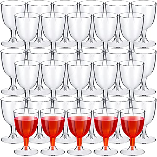 Thenshop 200 Pack 6 oz Disposable Plastic Wine Glasses with Stem, Clear Wine Glasses Cups for Weddings Birthdays Bridal Shower Party Favor
