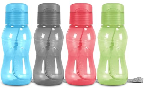 MILTON Confezione da 4 borracce per bambini da 170 ml, per la scuola, senza perdite, con coperchio a scatto, portatile, piccola borraccia sportiva per adulti con cinghia per il trasporto, bomboniere