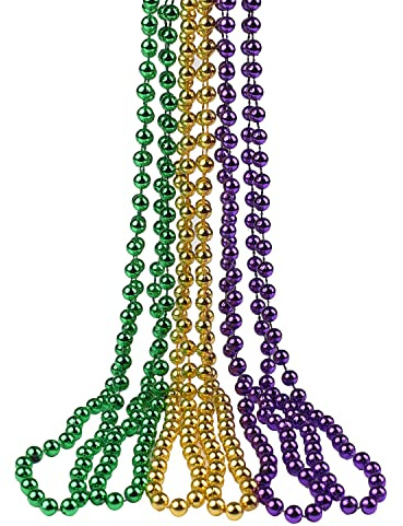 AOVNA Collier de perles assorties Mardi Gras pour carnaval, collier de perles colorées fluo pour accessoires de costume, 6, Plastique, Perle