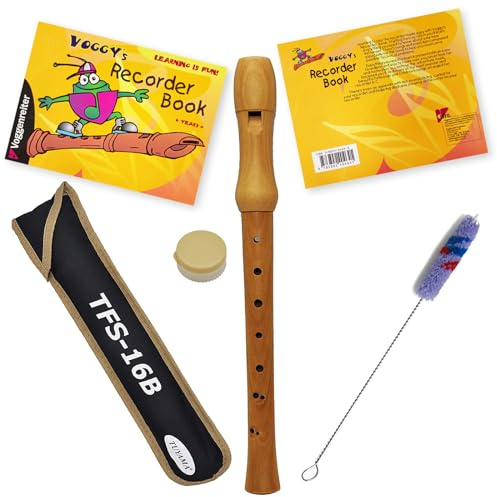 tuyama TFS-16B - Flauta dulce de madera de arce (mango barroco) y libro de texto Voggy's Recorder Book (ISBN 9783802404641)