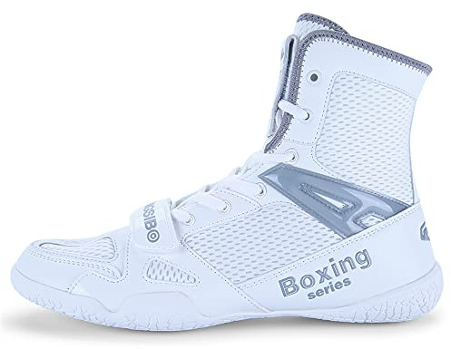Youngtie Chaussures de Boxe pour Hommes Chaussures de Lutte Professionnelles Chaussures de Boxe pour garçons Chaussures de Sport Blanc EU 30