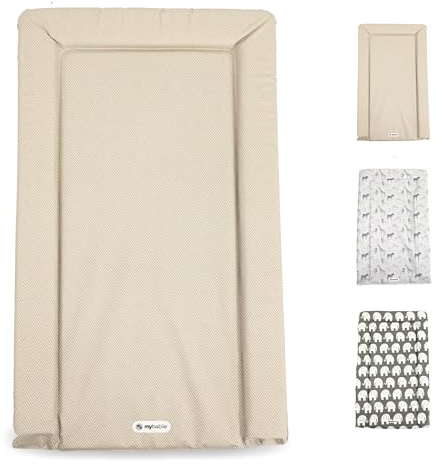 My Babiie Changing Mat - Padded, Waterproof, Raised Edges, Easy Wipe Clean, Baby Nappy Change Mat - Oatmeal Herringbone