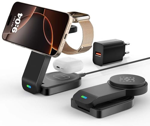 GLILAVOX Chargeur sans Fil magnétique pour Apple,Station de Charge sans Fil 3 en 1 pour iPhone 17 16 15 14 13 12 etc,Apple Watch 11/10/9/Ultra/3/2/8/7etc,AirPod Pro 3/2