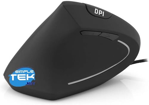 SIMPLETEK - Ratón Vertical Inalámbrico Ergonómico para Zurdos, Ratones Ordenador | 6 Botones, DPI Ajustable (Reacondicionado)