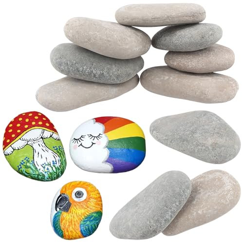 JIEHIN 16 Stück 10-15cm Flache Steine zum Bemalen, Große Steine zum Bemalen, Flach Steine Bemalen Flusssteine für Freundlichkeitssteine, Kunsthandwerk, Dekoration