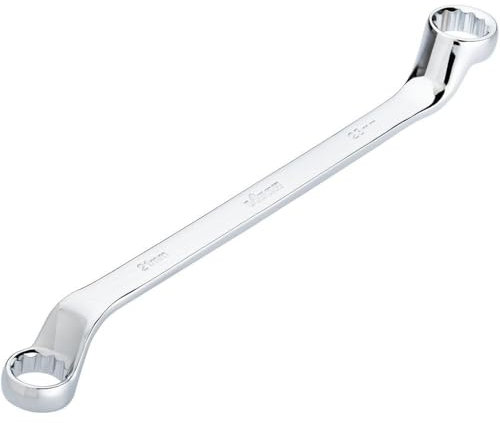 Llave de estrella ViGOR V7750-21X23, SW 21 x 23 mm, perfil hexagonal doble exterior, desviación de 15 grados, longitud 310 mm, cromada pulida, según DIN 838/ISO 10104