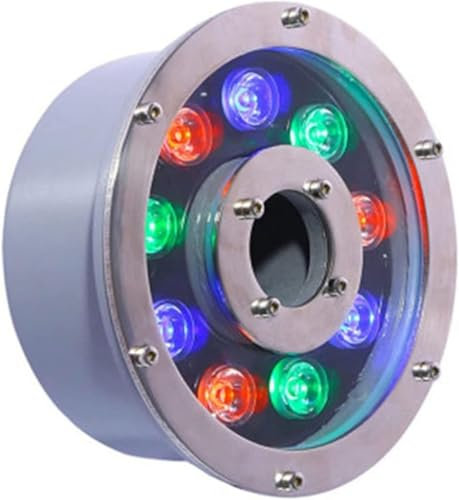 HGOuhK Luci per laghetto Luci for fontane ad Anello a LED, luci Colorate Che cambiano Colore, luci subacquee a LED for Piscine, luci RGB Multicolori for laghetti Illuminazione per Piscine(12v(18w))