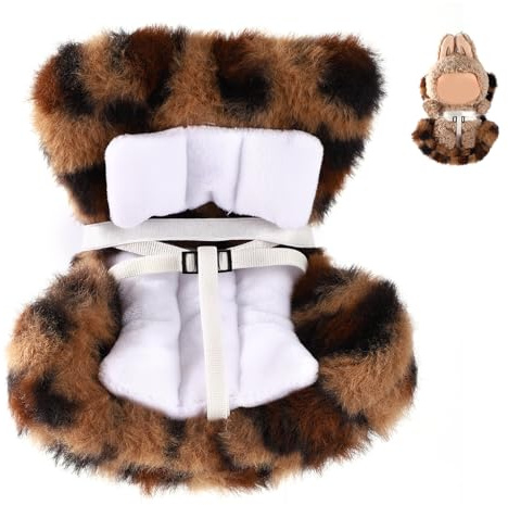 Auto-Plüschpuppensitz, Dekoratives Puppen-Sicherheitssofa mit Plüsch-Stuhlkissen Auto-Lüftungsschlitz-Ornament-Zubehör Autositz zur Präsentation von 10-17cm Großem Spielzeug(Leopardenmuster)