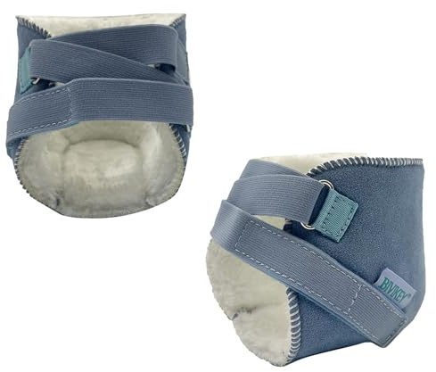 BIVIKEY 1 Pair Plush Heel Protector for Pressure Sores Soft Foot Cups | Pain Relief Promote Rehabilitation Easy Fixation Bule(W 5-12 / M 3-10)