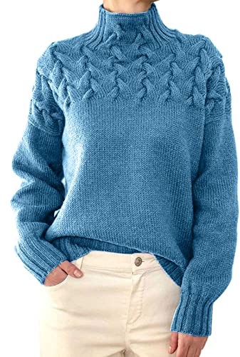 Generisch - 2025 Pull à col roulé pour femme, bleu ciel, M
