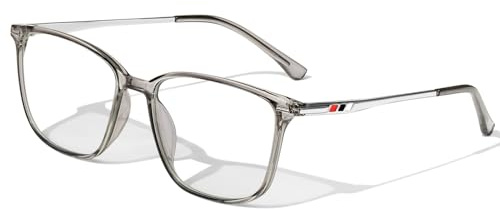 KANASTAL Blaulichtfilter Brille Damen und Herren Blaulicht Brille Ohne Stärke mit Leicht Premium Metallrahmen Anti Blaulicht Blaufilter Baming Brille UV400 Schutz, Transparent Grau Rahmen