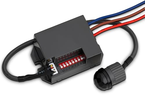 SEBSON Mini Détecteur de Mouvement Intérieur - Montage Encastré au Plafond - Adapté aux LED, Programmable, Capteur Infrarouge Portée 6m/360°, 3 Fils