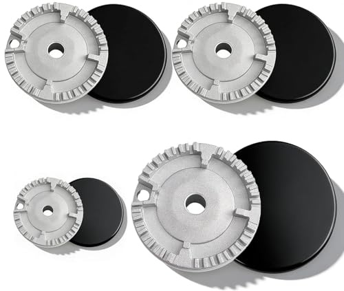 4 Pcs Gas Hob Covers for 4 Burner Gas Cookers,55Mm 75Mm 100Mm Flat Cooker Hob Gass Burner Cap Compatible With Sabaf,Gass Hob Burner Flame Cap Lid Kit For Stove Burner Kitchen
