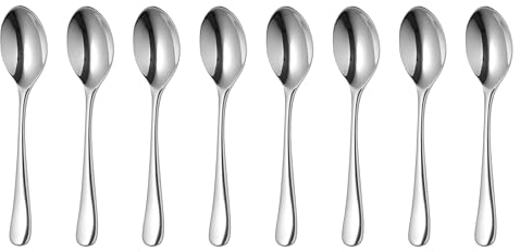 Robert Welch Radford Bright Small Coffee Spoons, Set of 8. Suitable for Espresso, Small Coffee. Made from Stainless Steel. Dishwasher Safe.
