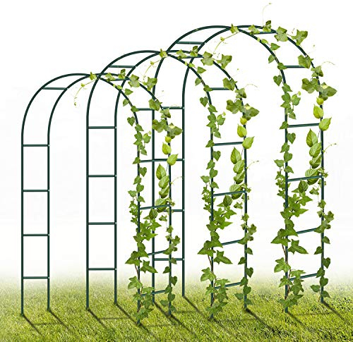 YAOBLUESEA Arco per Rose in Metallo, 3 Pezzi, 240 x 140 x 38 cm, Decorazione da Giardino con Piante, Fiori e Palloncino per Compleanni, Matrimoni e Serate romantiche (Verde)