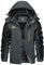 KEFITEVD Übergangsjacke Herren Warm Winter Herrenjacke mit Kapuze Fleecejacke Wasserabweisend Winterparka Männer Angelbekleidung Grau-Schwarz XL