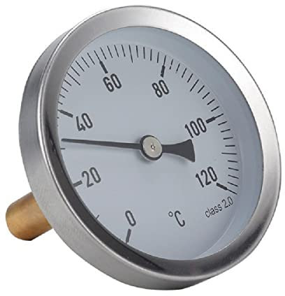 DAZZLEEX 0-120°C Calefacción 63mm Dial Temp Horno Termómetros Metal Termómetro Agua Caliente Tubo Termómetro