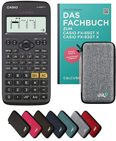 Casio fx-83GT X Incl. Funda Protectora Gris Claro y Libro especializado (64 páginas, DIN A5) – Calculadora científica – Smart Set (Alemán)