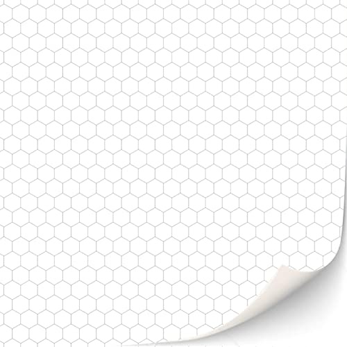 3 Sheets Self-Adhesive Wall Tiles for Dollhouses (Scale 1:12, White Hexagons, Small Metro Kitchen & Bathroom)