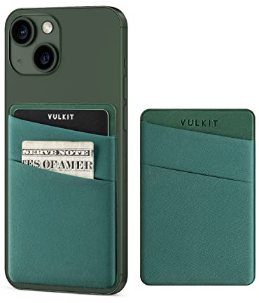 VULKIT Phone Card Holder Slim Elastic Adhesive Phone Wallet Credit Card Sleeves Sticker for Back of Smartphone(Green)