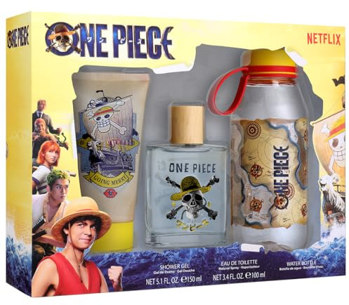 One Piece Estuche con EDT 100 ml, Gel de Ducha 150 ml y Botella de agua