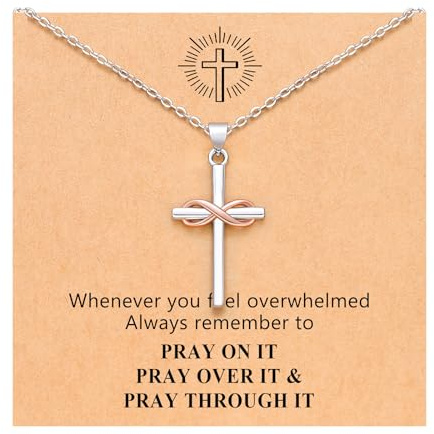 UPROMI Cross Necklace Christian Jewelry Adult Baptism Gifts for Women Faith Religious Easter Basket Stuffers Confirmation Gifts for Teen Girls Trendy Stuff Christmas Birthday Teenage Gift Ideas