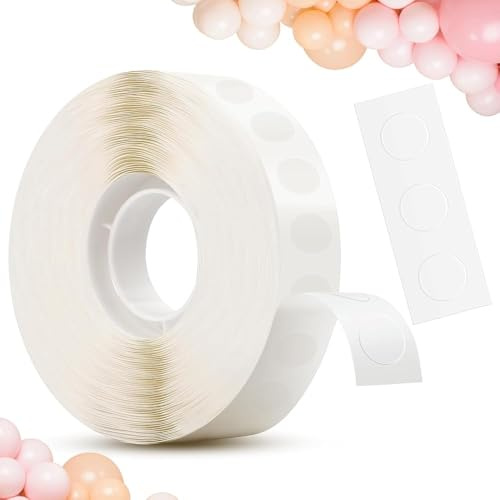 FIXCHORD Points de Colle pour Ballons - 600 pcs Double Face, Sans Marque, Extra Forts pour Murs - Décorations d'Anniversaire, Mariage, DIY