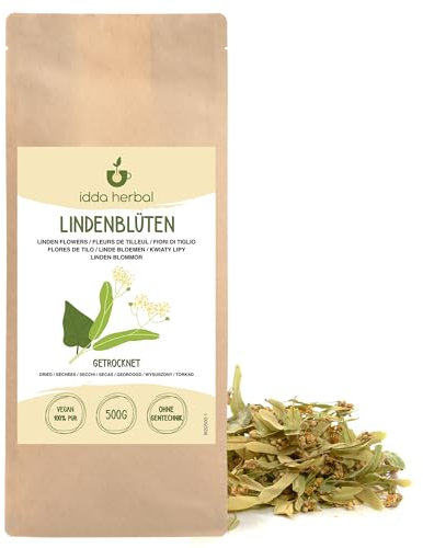 IDDA Herbal Tiglio Tisana 500g, Foglie di Tiglio Secche con Fiori per il Tè, Tisana Sfusa