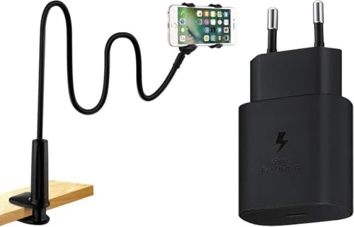 Supporto Regolabile per Cellulare + Caricatore Rapido 25W, Nero