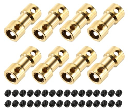 sourcing map 8Pcs 6mm a 6mm Ottone Albero Accoppiamento Giunto Connettore con Viti Flessibile Albero Motore Accoppiatore per RC Modello Auto Aereo Motore Ruote Pneumatici Albero
