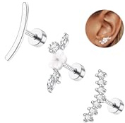 Habselikob 3Pcs 18G Piercing Helix Piercings Oreille Acier Inoxydable Cartilage Boucles d'Oreilles Femme Tragus Conch Daith Piercings Or Argent
