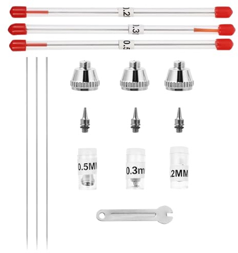 LOLIPPYY Ricambi Aerografo Ugello e Ago per Verniciare Nail Art Accessori Aerografo Durevoli Compatibili Kit Completo per Sostituzione Professionale