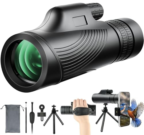 AOOWU Telescopio Monocular, 10-30X42 Zoom Óptico Monoculares de Largo Alcance con Teléfonos y Soporte para Teléfono, Impermeable HD con Prisma BAK4 FMC para Camping, Animales Salvajes de Aves y Viajes