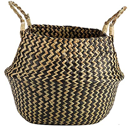 Tomedny Macetas para plantas de interior, cesta plegable grande para plantas de pastos marinos con asas, soporte para macetas tejido, cestas hechas a mano para decoración del hogar para