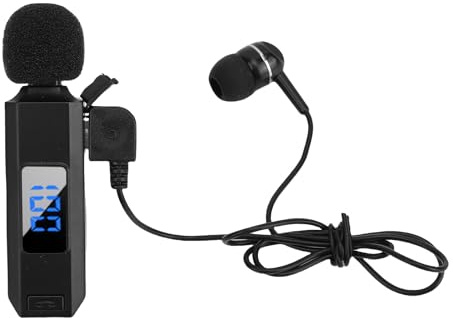 ASHATA Bluetooth-hörlurar och Lavalier-Mikrofon, Trådlöst Ljudreducerande Hörsnäcka, Svettsäkra Bluetooth-öronsnäckor och Mikrofon med Klämma för Live Streaming Leverans Person Svart