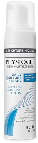 PHYSIOGEL Daily Moisture Therapy Mizellen Reinigungsschaum – Feuchtigkeitsspendender Gesichtsreiniger für normale bis trockene Haut. Sanfte Reinigung von Schmutz, Talg & Make-up ohne Austrocknung
