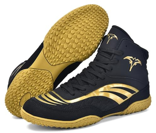 Hixingo Zapatos de Boxeo para Hombre Mujer 38-46, Zapatillas Boxeo Hombre Mujer Cons Uelas de Goma Antideslizantes Zapatillas Lucha Libre Ligero y Respirable (YK18 Negro,44)