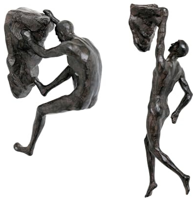 Carousel Home Set of 2 Rock Climbing Man Wall Art, Industrial 3D Resin Climbing Sculptures Wall Ornaments