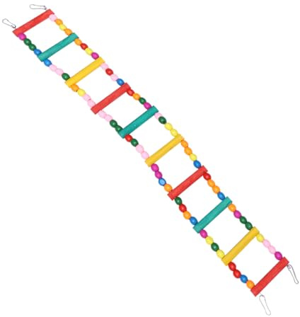 DOITOOL Échelle à Oiseaux Aire de Jeu Design D'échelle à Perles Jouet en Bois pour Petits Oiseaux pour Perruches et Perroquets en Cage