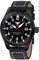 KHS Herrenuhr Airleader Black Steel Büffellederband Schwarz AIRBS.LBB
