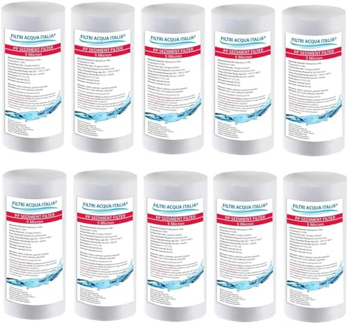 CARTUCCIA FILTRO A SEDIMENTI 5 POLLICI MICRON 5 PER OSMOSI INVERSA DEPURATORE ACQUA SET 10 PEZZI