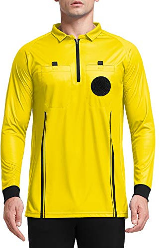 FitsT4 Sports Pro Soccer Referee Jersey Long Sleeve Ref Shirt Yellow M
