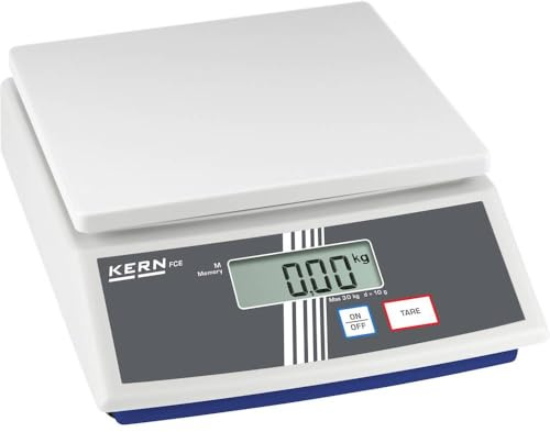 Kern Balance de table FCE 30K10N modèle FCE-N, capacité de pesée 30 kg, lisibilité 10 g, reproductibilité 10 g, plateau de pesée 252 mm × 228 mm × 12,5 mm.