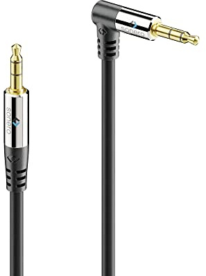 Sonero® premium cable de audio con 1 conector de 90 °, conector de 3,5 mm, 0,50 m, contactos chapados en oro, negro