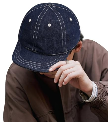 Clakllie Short Brim Trucker Hat Unstructured Flat Bill Dad Hats Solid Color Baseball Cap Hip Hop Camper Hat,WBD6-Blue