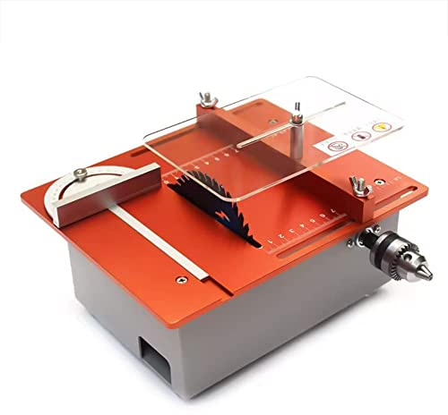 hzexun Mini Scie À Table 360W Petite Scie À Table pour L'artisanat Et Le Travail du Bois, Scie À Table Électrique Compacte Avec Double Moteur Lame De Scie Élévatrice Pour Le Polissage, La Coupe